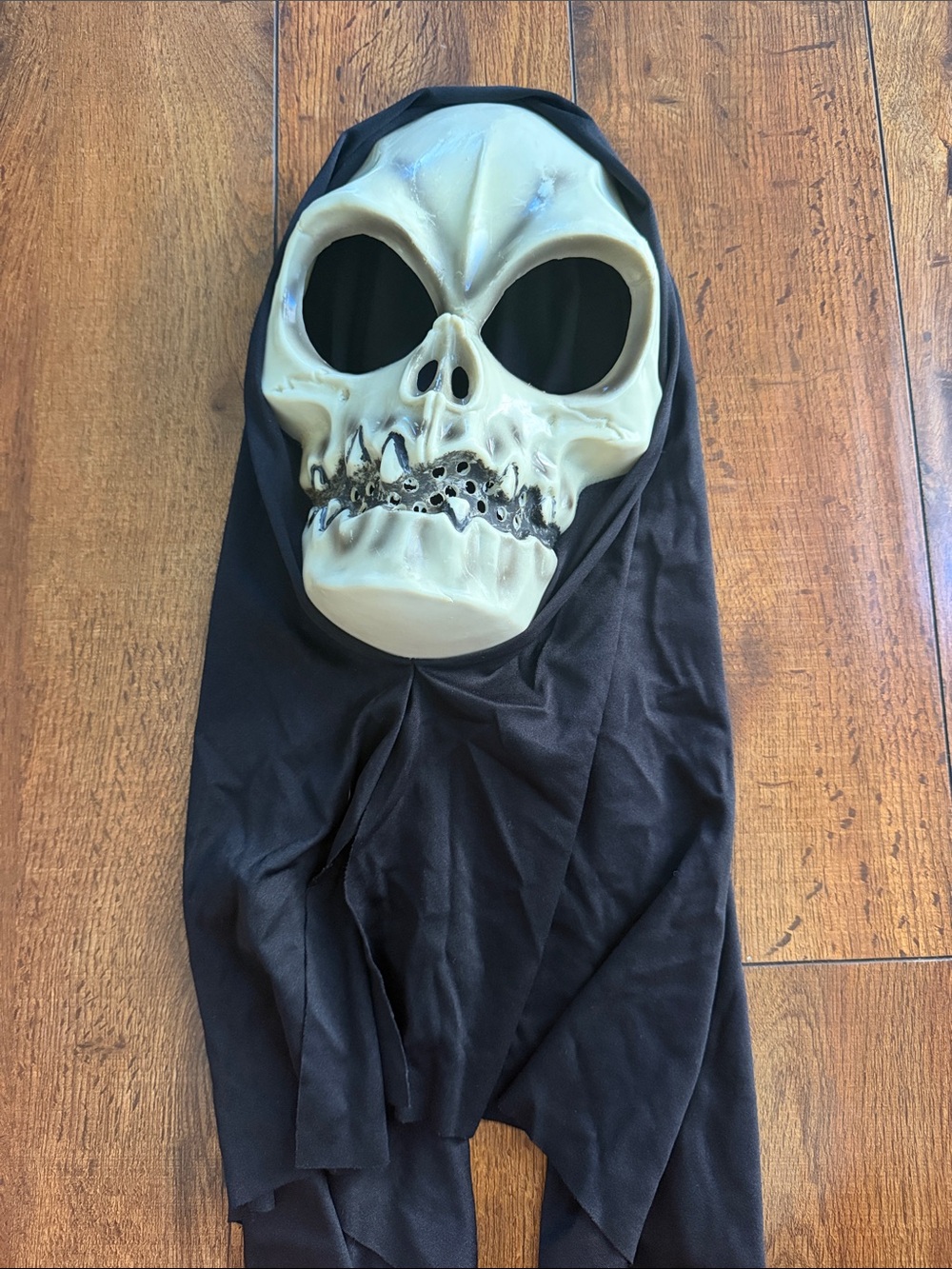 Halloween  Skull Hooded Costume Mask in Cream and Black